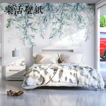 Art willow leaf ins style wallpaper porch custom mural living room bedroom TV background wall Nordic style wallpaper