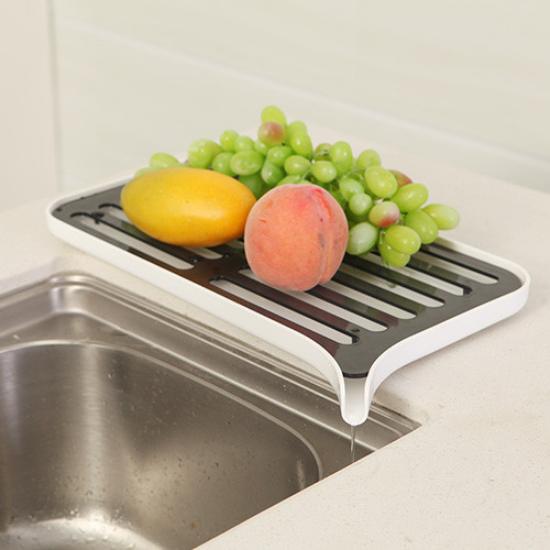 Double-layer curved drain kitchen countertop sink sink side dishes fruit and vegetable drain board shelf creative artifact