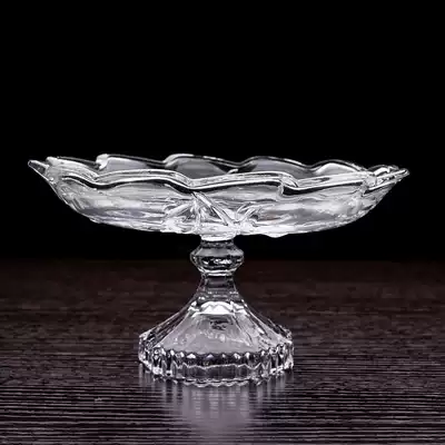 Lead-free glass fruit plate high foot fruit plate snack plate cake plate ice cream plate European small fruit plate