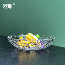 Fruit plate modern living room European household crystal glass fruit plate Nordic ins fruit plate salad plate snack plate