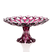 Ou Wei creative hollow large glass fruit plate European high foot fruit plate dried fruit plate living room decoration decoration