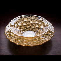 Eurostyle lead-free glass fruit tray suit large yard fruit tray Two sets big number fruit pan fruit basin gold