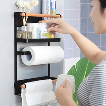Magnetic refrigerator rack side storage side storage side storage plastic wrap bag wall hanging side multi-layer side shelf
