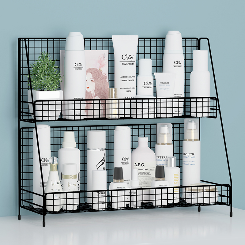 Cosmetic Storage Box Home Large-capacity Desktop Skincare Multilayer Iron Art Shelf Dormitory Table Debris Shelf