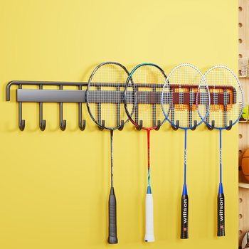 Badminton racket storage rack wall-mounted
