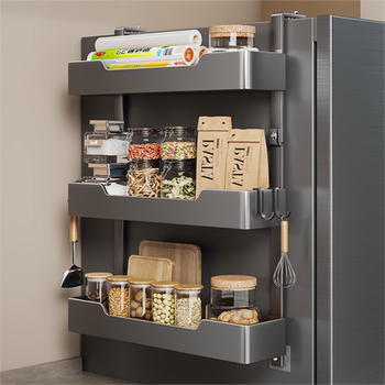 Kitchen refrigerator storage rack side storage rack