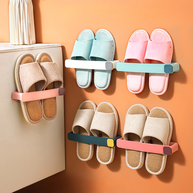 Bathroom slippers rack dress room wall hanging shoe rack no punch toilet shoes drain storage artifact door rear shelf