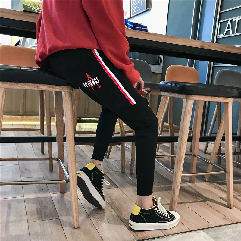 Quần mùa thu quần âu nam xu hướng phiên bản Hàn Quốc của quần lọt khe chân học sinh chín điểm quần thể thao ống chân quần quần kaki nam ống đứng