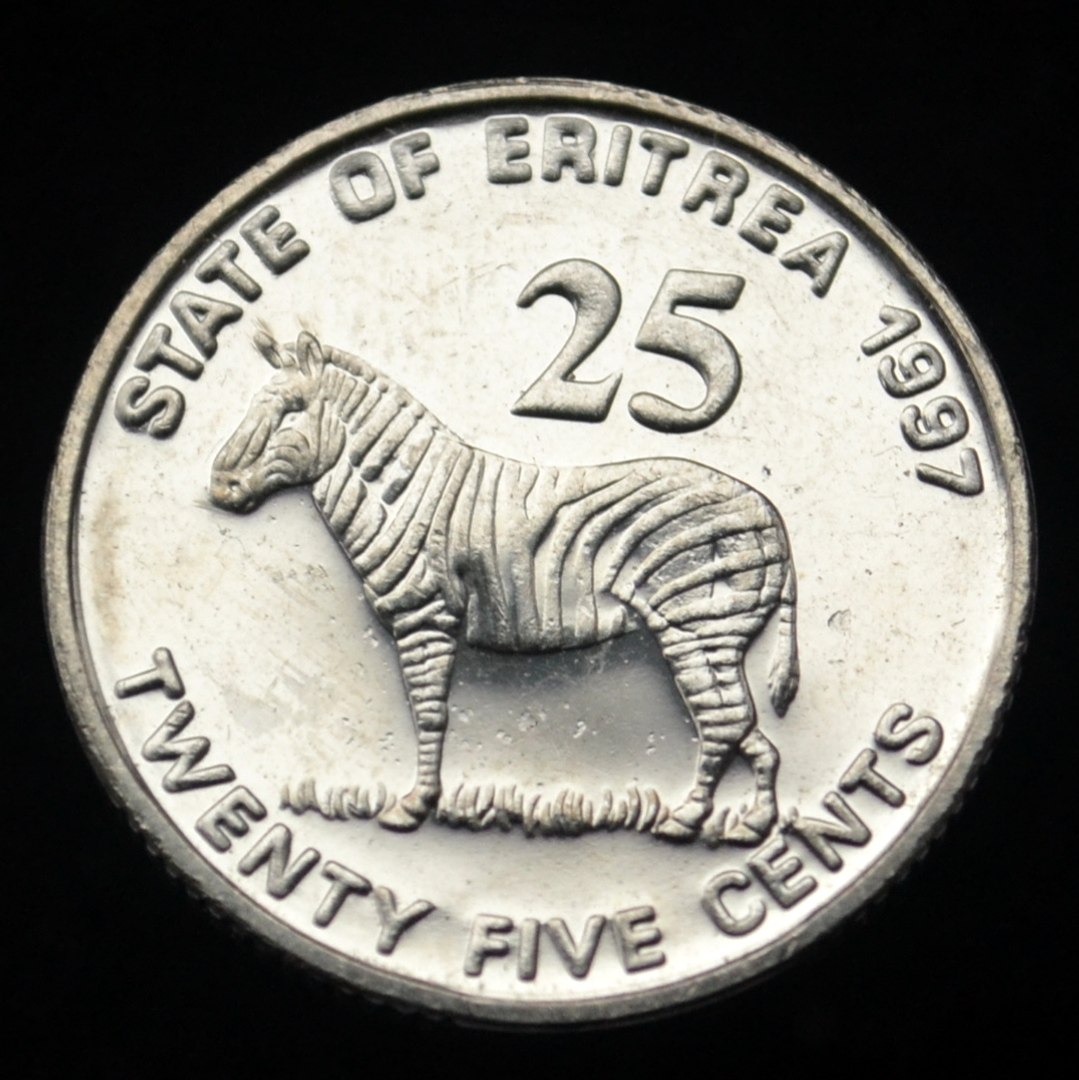 Eritrea coin 25 cents African zebra animal coin year random foreign brand new