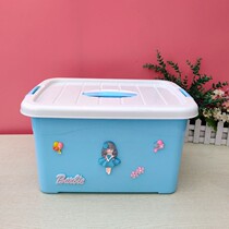 Cartoon storage box Storage box Plastic finishing box Covered thickened size portable clothing toy storage box