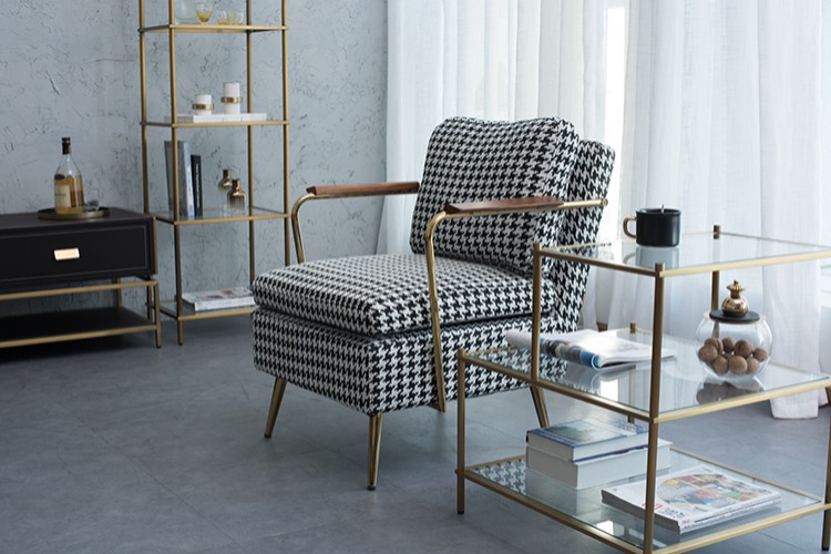 Chidori bàn cờ người đến sau hiện đại Scandinavian thường retro vải kẻ sọc nghiên cứu phòng ngủ ánh sáng sang trọng ghế sofa đơn - Ghế sô pha ghế sofa đẹp hiện đại