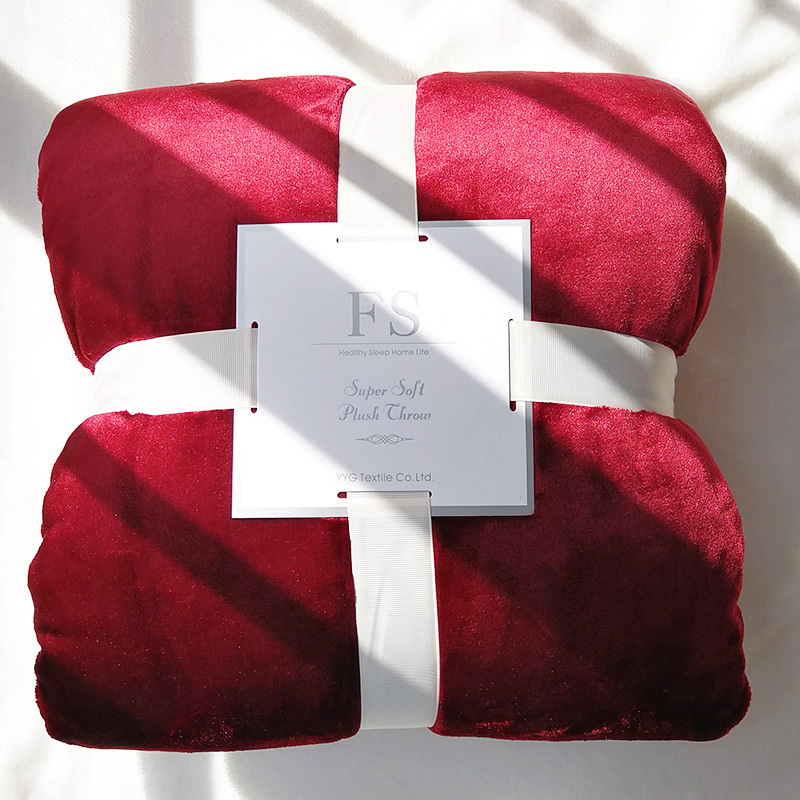 Wine Red Coral Fleece Blanket for Bed, Flannel Bed Sheet, Fleece Blanket for Bed, Air Conditioning Blanket, Sofa Blanket, Single or Double