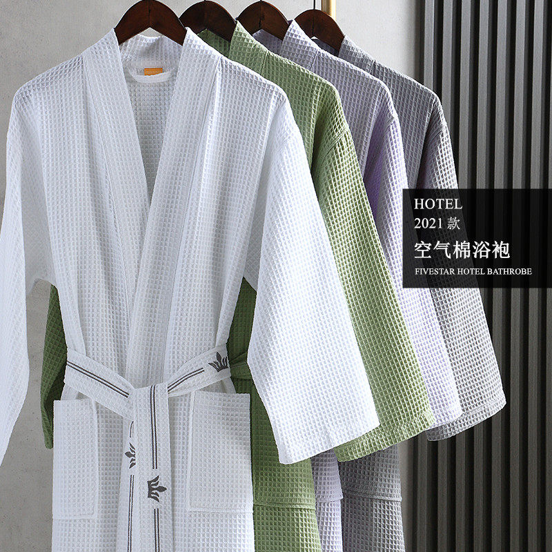 Bathrobe cotton absorbent quick-drying hotel couple's Robe Women's long spring and autumn thin bathrobe Men's Four Seasons Universal