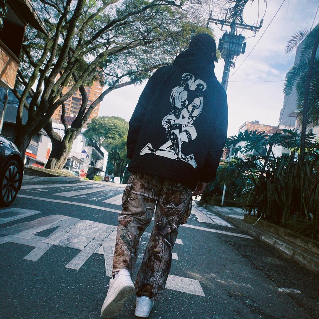 Spot Tide Fun PLEASURES ROMANCE ANORAK JACKET Robot Kissing Jacket