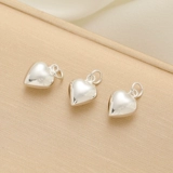 S925, глянцевая трехмерная подвеска в виде сердечка, аксессуар, аксессуары, браслет из бисера ручной работы, серебро 925 пробы, DIY