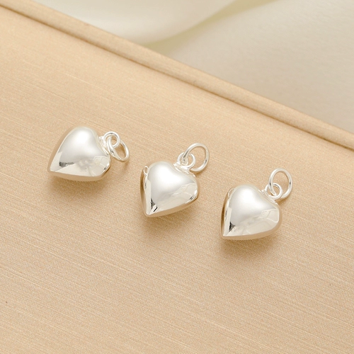 S925, глянцевая трехмерная подвеска в виде сердечка, аксессуар, аксессуары, браслет из бисера ручной работы, серебро 925 пробы, DIY