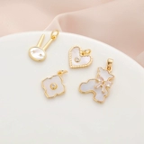 Позолоченный белый цирконий, кролик, подвеска, аксессуар с аксессуарами, 14 карат, золотой цвет, с медвежатами, четырехлистный клевер, «сделай сам»