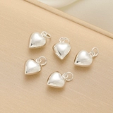 S925, глянцевая трехмерная подвеска в виде сердечка, аксессуар, аксессуары, браслет из бисера ручной работы, серебро 925 пробы, DIY