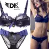 New DK ultra-thin transparent underwear set sexy lace super gathered women's thin adjustable temptation underwear