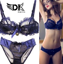 New DK Ultra Thin Transparent Bra Set Sexy Lace Ultra Gather Ladies Thin Adjustable Temptation Underwear
