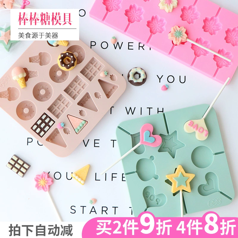 Silicone tự làm sô cô la kẹo mút mốc đầy sao bầu trời kẹo mút mô hình phim hoạt hình bánh kẹo mút - Tự làm khuôn nướng