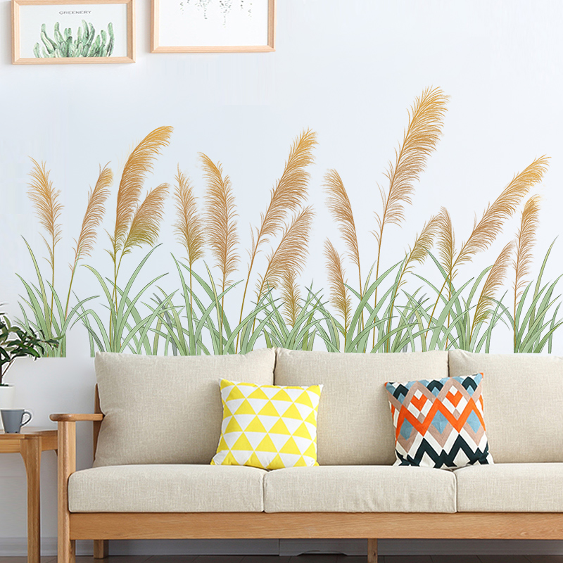 Reed Background Wallpaper Dormitory College Wallpaper Sticker Bedroom Room Costly Wallpaper Self-Adhesive