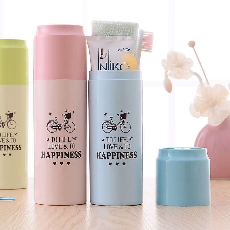 Plastic toothbrush tube Tooth set Travel tooth bucket Wash cup Travel toothbrush case Portable brushing cup with lid