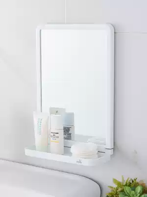 Toilet bathroom small mirror Makeup mirror Wall-mounted self-adhesive toilet wall-mounted non-perforated powder room with shelf