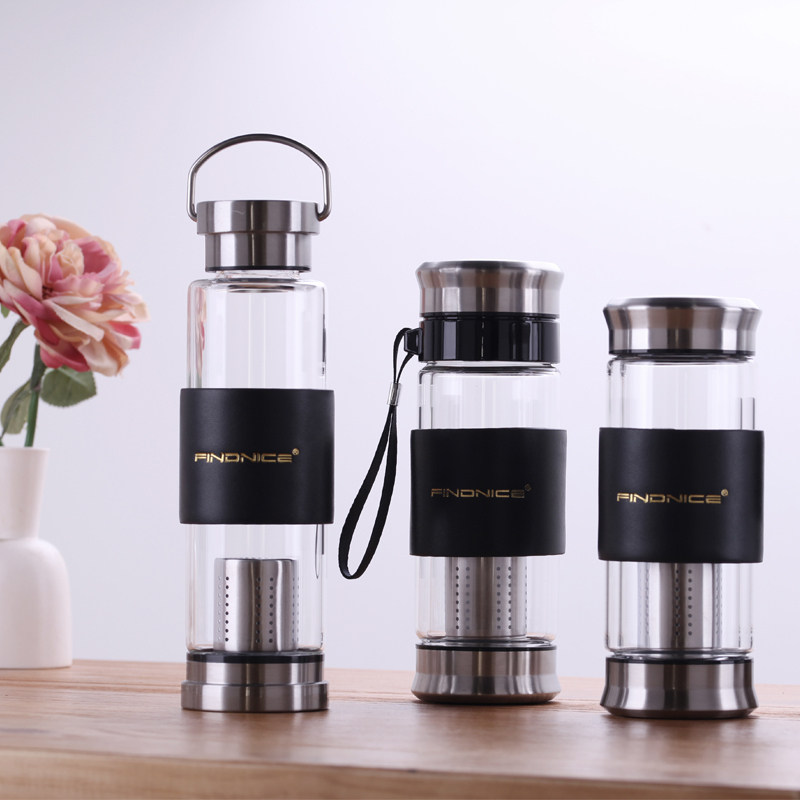 Jiutang Double-glazed cup brewing tea cup large capacity portable household tea cup with lid filter hand cup