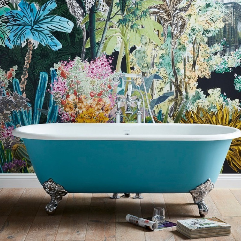 Beautiful P3 retro European style cast iron enamel independent Guido Bathtub Flat Head Skirt Custom Color Hotel Villa