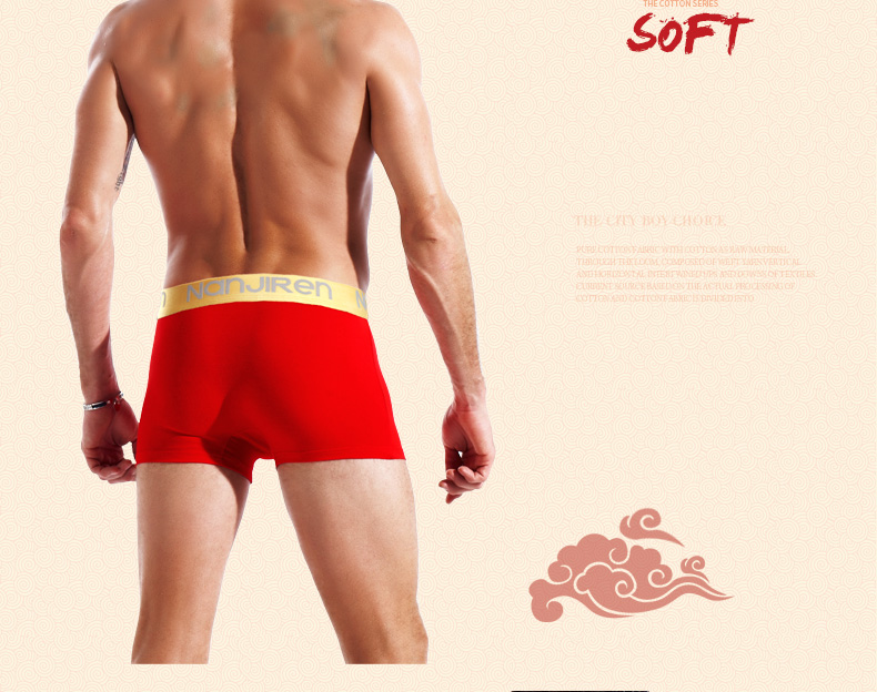 Đồ lót nam Antarctic nam boxer đầu thanh niên 100% cotton đồ lót thoáng khí màu đỏ năm nay quần lót bé gái