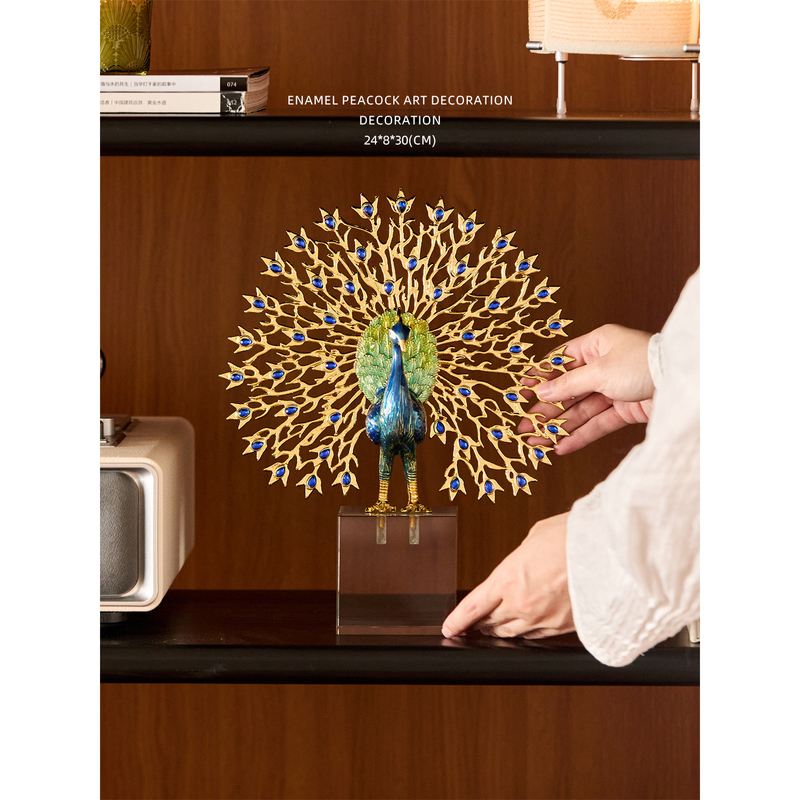 Miyu Light Luxury Peacock Spreading Its Tail Enamel Ornament Office Living Room Tv Cabinet Entrance Decoration Housewarming Gift