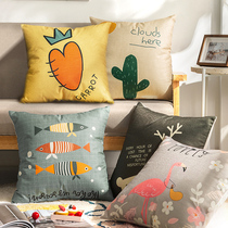Thickened Fabric Printed Holding Pillow Living-room Cushion Sofa Office Headboard Leaning Against Pillow Waist Pillow Brief Nordic Backrest Sleeve