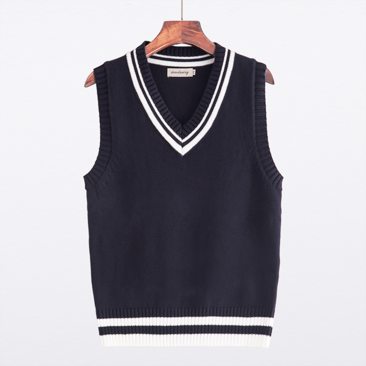 College Style Sweater Vest for Girls, Student Outfit, Pure Cotton Knit Vest, Pullover Sleeveless Knitwear, Dk Uniform, School Uniform