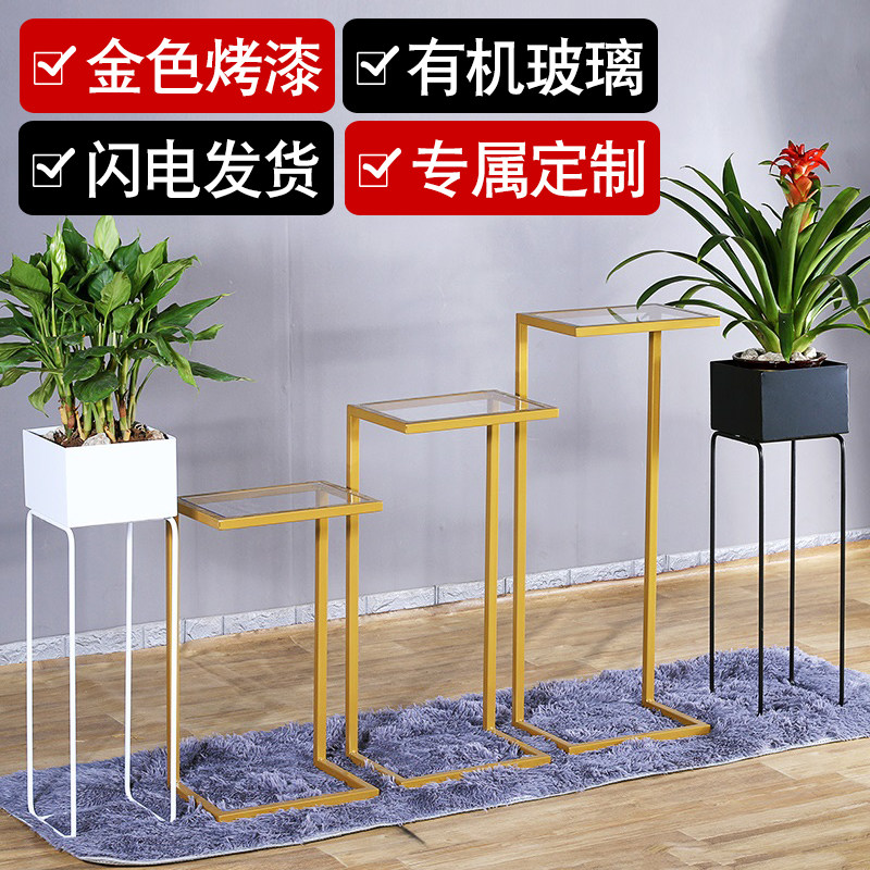 Clothing store window display table golden island table shoe bag showcase display small display stand combination high and low flow table