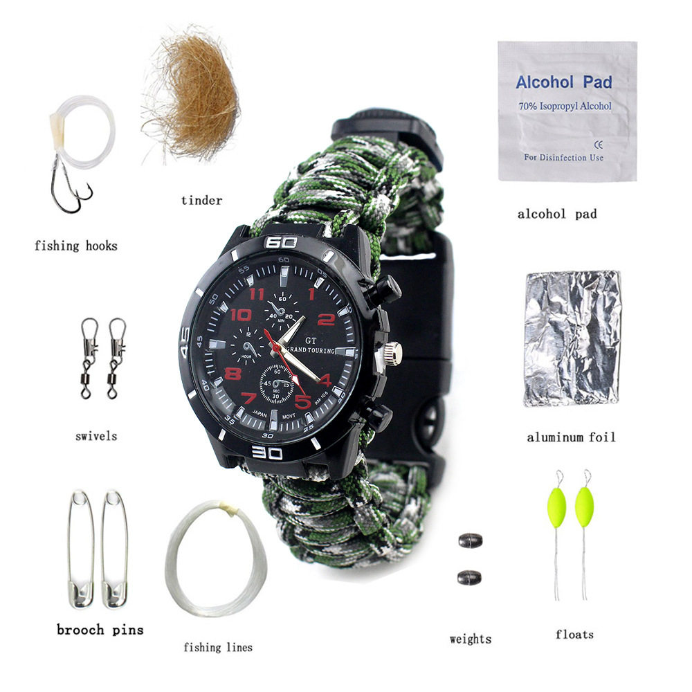 Wolf Warrior 2 Wu Jing's Paracord Weaving with the Same Style, Multi-functional Field Survival Survival Bracelet, Outdoor Sports Watch