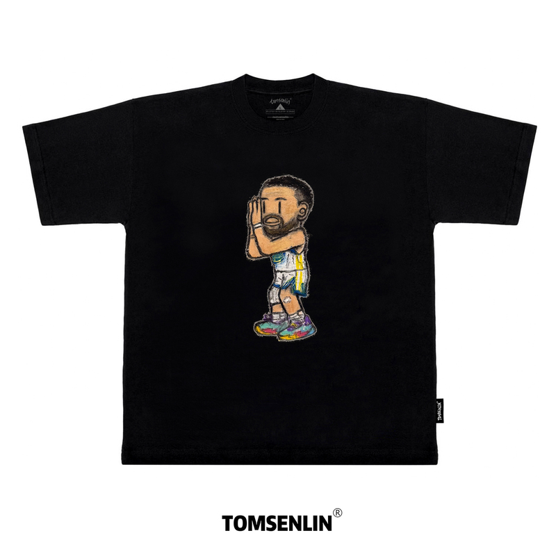 Tomsenlin×Illustrator Gqq Collaboration Model Stephen Curry Good Night Action Illustration Kang Li Printed Short-Sleeve Shirt Tomsenlin×Illustrator Gqq Collaboration Model Stephen Curry Good Night Action Illustration Kang Li Printed Short-Sleeve Shirt