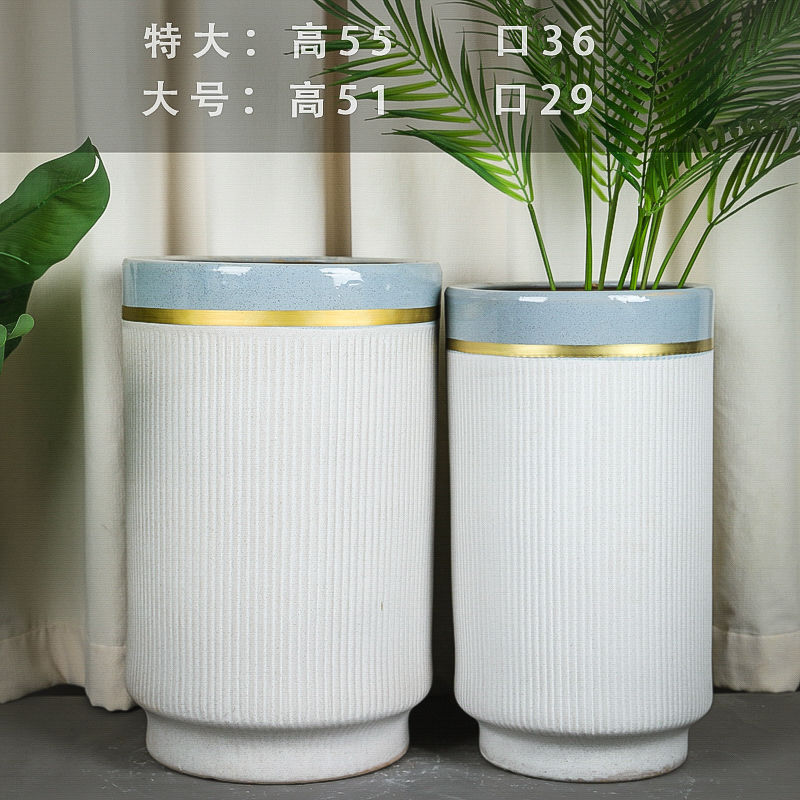 Light Luxury and Simple High-Temperature Cylindrical Flower Pot, Ceramic Money Tree, Bird of Paradise, Money Tree, Indoor and Outdoor Floor-Standing Versatile Pot Light Luxury and Simple High-Temperature Cylindrical Flower Pot, Ceramic Money Tree, Bird of Paradise, Money Tree, Indoor and Outdoor Floor-Standing Versatile Pot