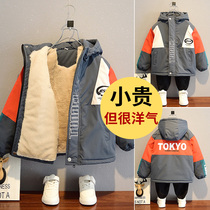 Boy Cotton Suit Jacket Tide Boy Winter Ocean Gas Mens Baby Cotton Clothes Plus Suede Thickened Childrens Winter Clothing 2020 New