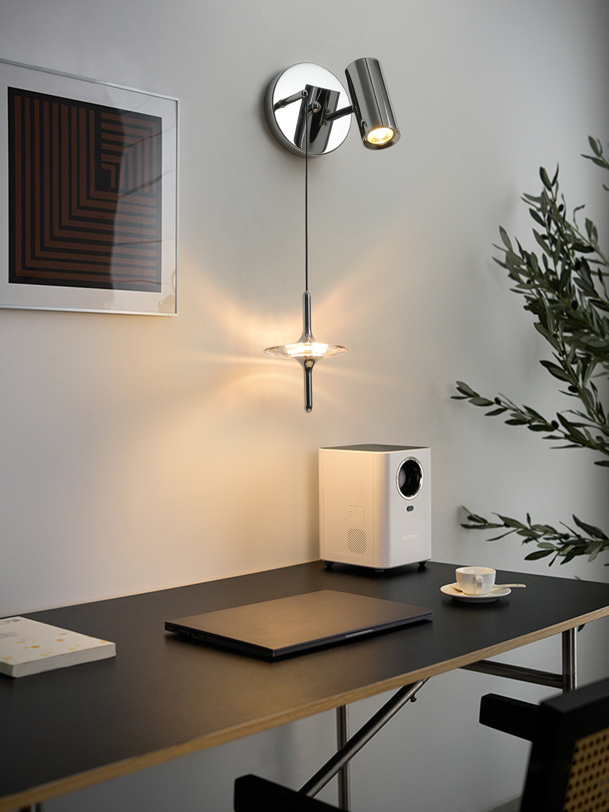 Italian Minimalist Bedside Surface-Mounted Spotlight Decoration Silver Modern Minimalist Bauhaus Industrial Style Metal Star Wall Lamp