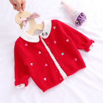 2021 new baby knitted cardigan 1 year old baby jacket 3 months princess newborn sweater spring and autumn pure cotton