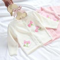 Baby cardigan sweater 1-3 year old girl jacket pure cotton 2021 new 6 months baby sweater spring thin section