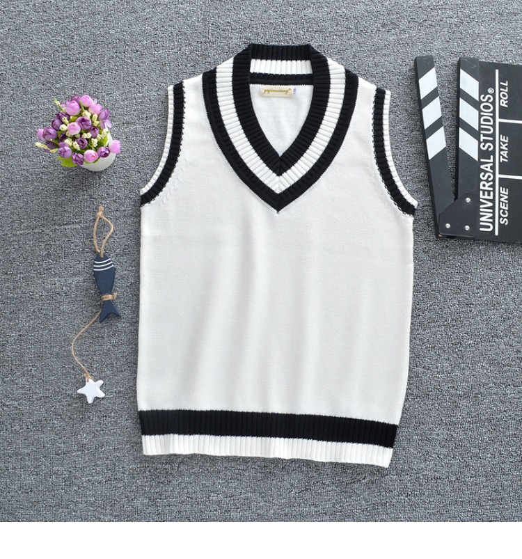 Mùa thu thanh niên tóc vest sinh viên thủy triều lớn cotton đan vest V cổ áo len áo len mỏng