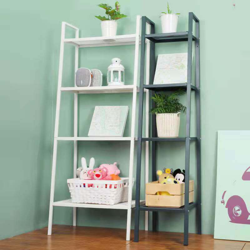 Bookshelf rack landing simple bedroom wrought iron storage rack storage home living room multi-layer steel frame trapezoidal bookcase