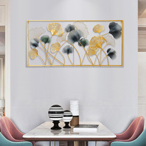 Light extravagant rectangular gingko leaves wall hanging decoration living-room book room background decoration wall-mounted gold iron art wall decoration