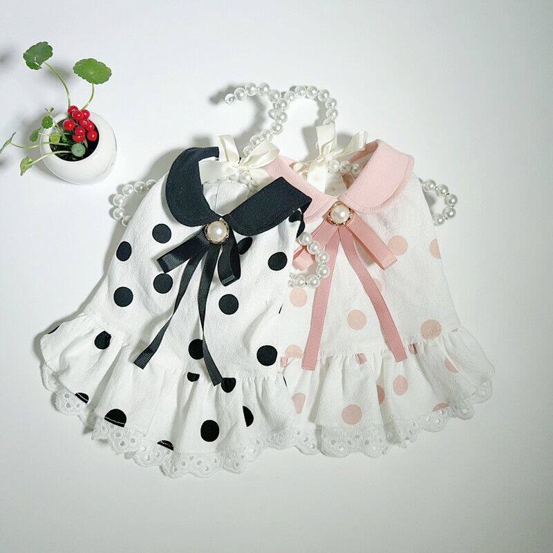 Mi Family Pets Clothes Summer Dolls Collar Polo Dot Dress Teddy Bippy Panda Mippy Clothes Vest Dress Slim-Taobao