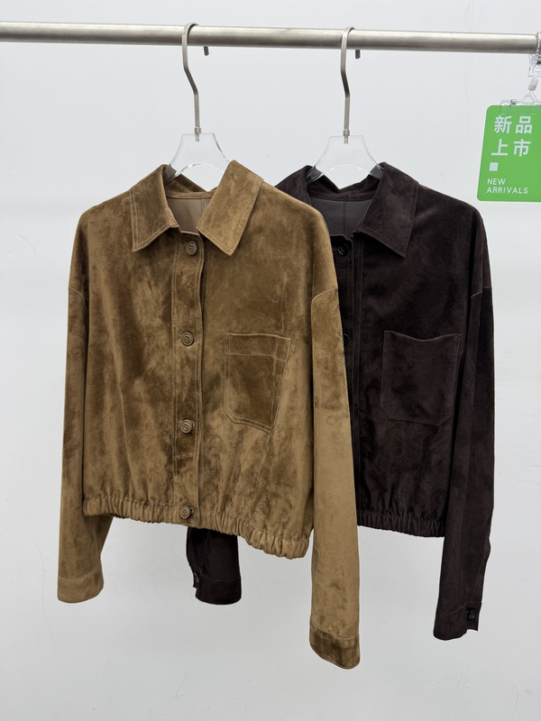 Imported Goatskin Suede Genuine Leather Jacket for Women 2026 New Vintage Old Money Style Lapel Suede Leather Jacket Coat