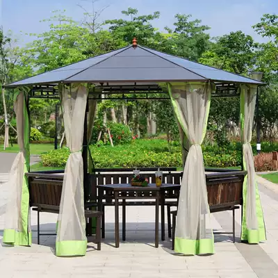Outdoor hexagonal pavilion Gazebo Villa Courtyard Garden Cooling pavilion Leisure farm Outdoor anti-corrosion roof terrace pergola