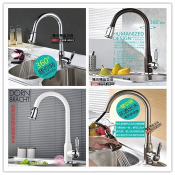 German white painted all-copper kitchen hot and cold faucet