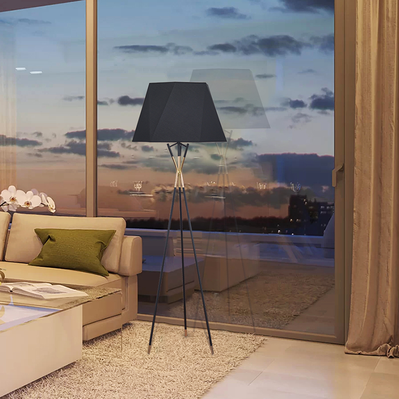 Creative black tripod floor lamp after modern simple living room vertical table lamp Nordic designer lights lamp